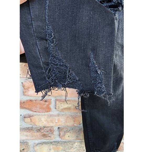 Free People Shark Bite Raw Hem Washed Black Skinny Jeans 27 - Picture 9 of 10